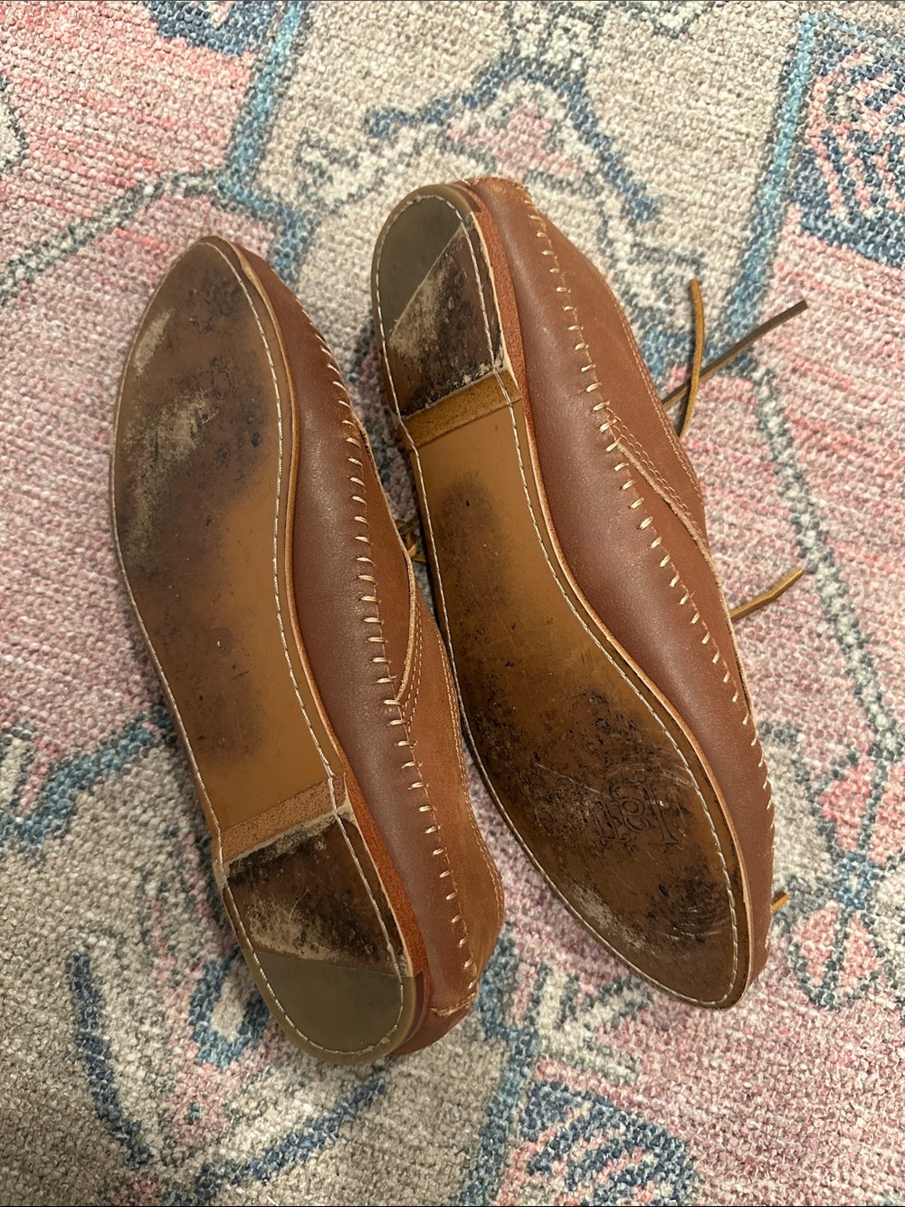 Anthropologie Latigo Brown Pointed-Toe Leather Lace-Up Boho Flats Size 8.5 - Picture 5 of 5
